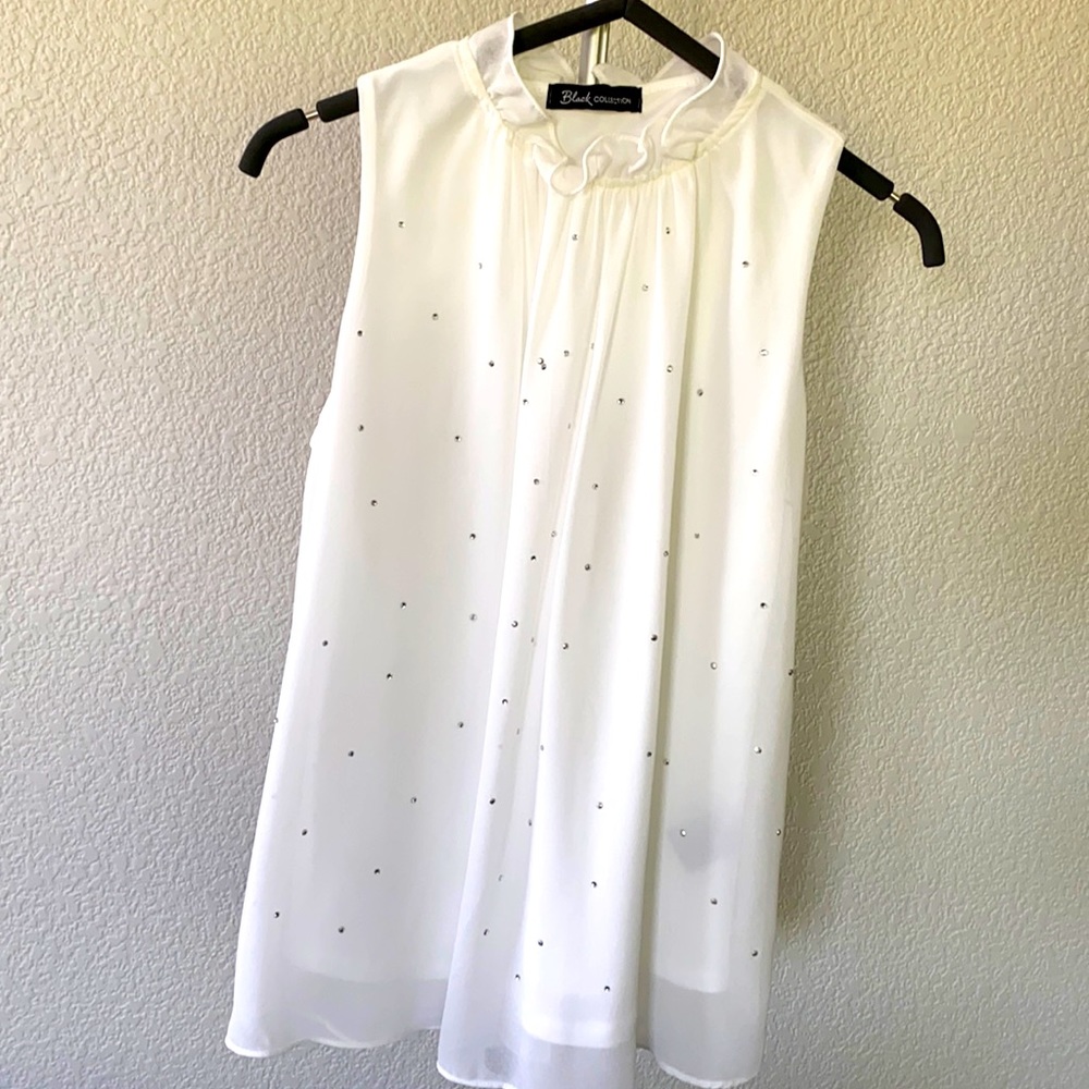 Sheer white top with crystals